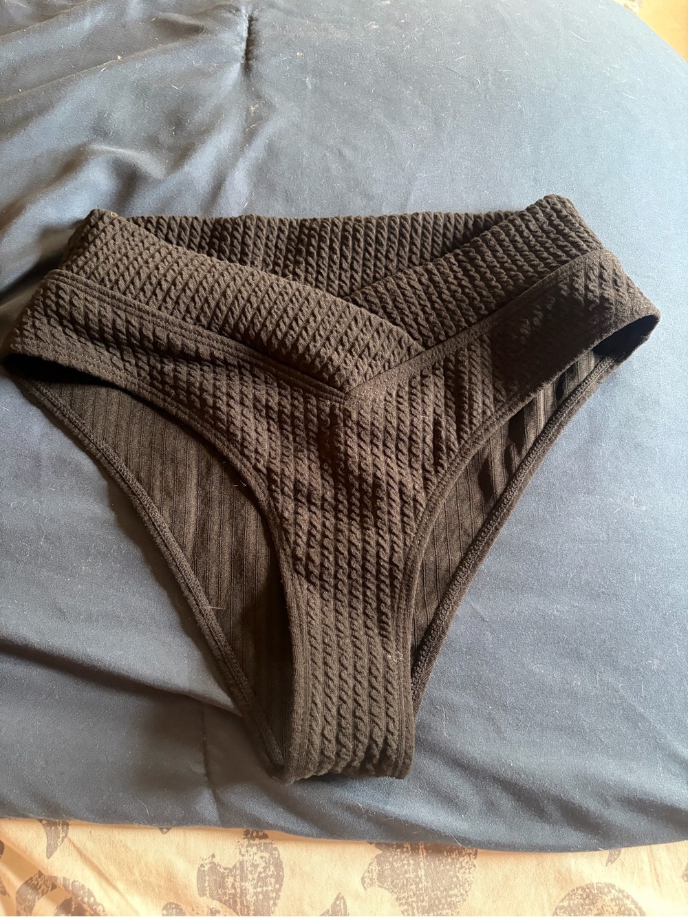 Textured High-Waist Bikini Bottoms